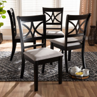 Baxton Studio RH329C-Grey/Dark Brown-DC-4PK Clarke Modern and Contemporary Grey Fabric Upholstered and Espresso Brown Finished Wood 4-Piece Dining Chair Set